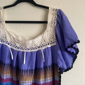 Mexican lightweight wool embroidered fiesta dress